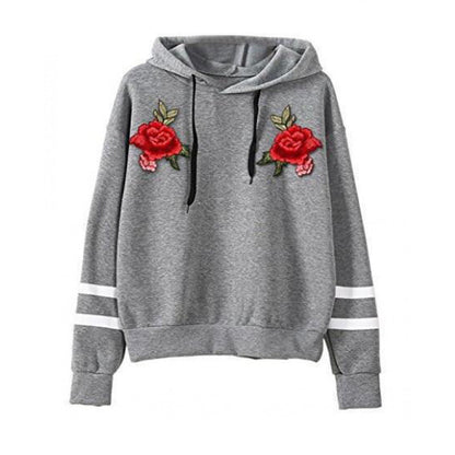 Damen Sweatshirt Rosenstickerei Eveloria