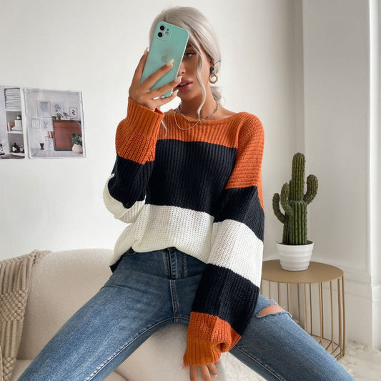 Damen Strickpullover Lässig Blockdesign Eveloria - Eveloria