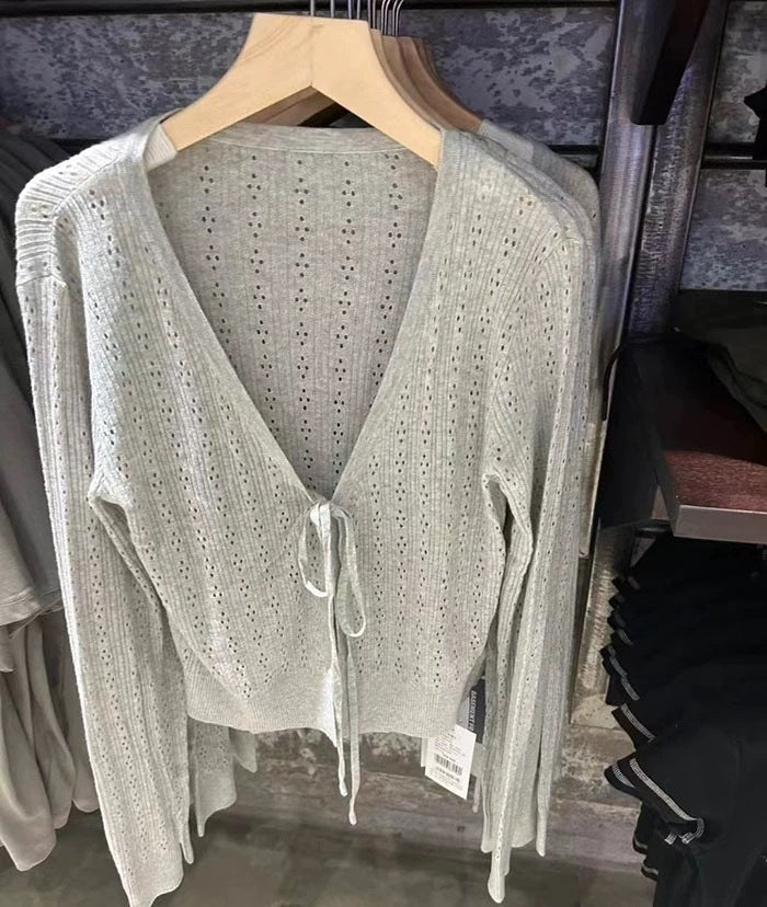 Damen Strickcardigan Verstellbare Schnürung Eveloria