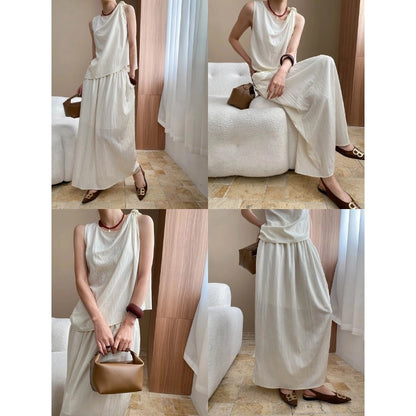 Damen Maxikleid Asymmetrischer Saum Fließend Eveloria