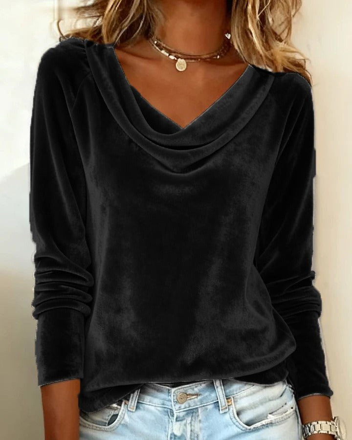 Damen Samt Pullover Eveloria Elegantes Design
