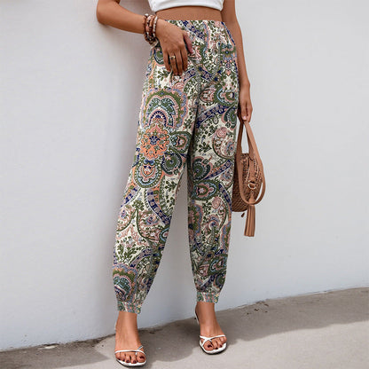 Damen Palazzo-Hose Floralmuster Elastischer Bund Eveloria