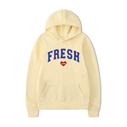 Damen Kapuzenpullover Weiches Fleece Verspielter Schriftzug Grau
