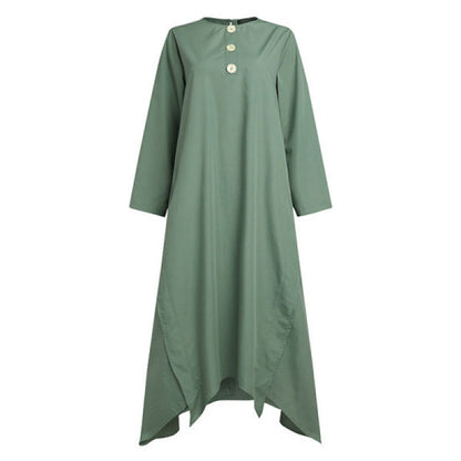 Damen Longshirt Asymmetrisch Knopfdetail Blau Eveloria