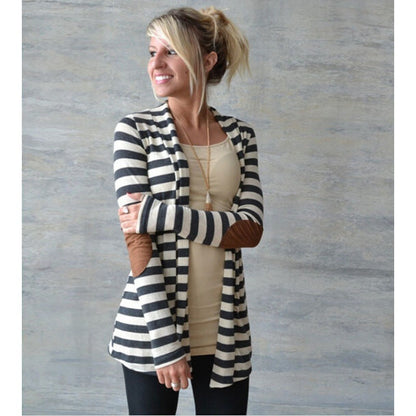 Damen Strickjacke mit Ellbogen-Patches und lässigem Design