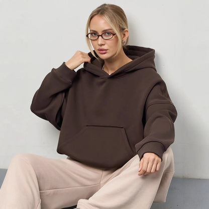 Damen Oversized Kapuzenpullover Lässiger Schnitt Mit Taschen Beige - Eveloria