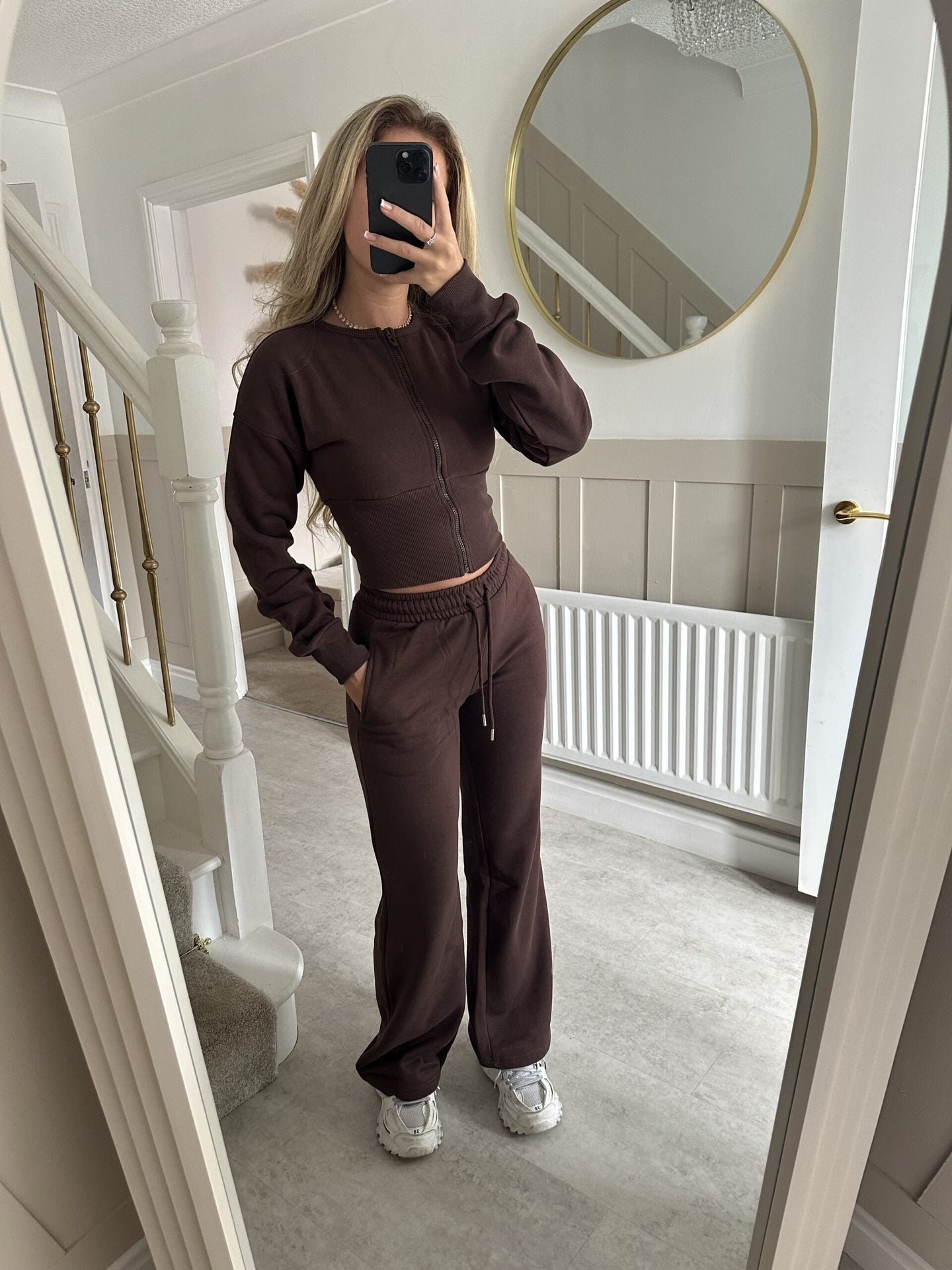 Damen Cropped Hoodie Jogginghose Set Elastischer Bund Eveloria