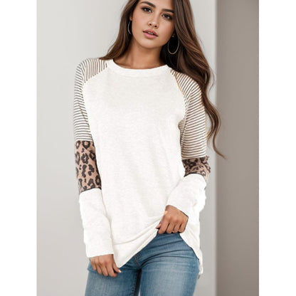 Damen Langarmshirt Tiermuster Streifendesign Eveloria