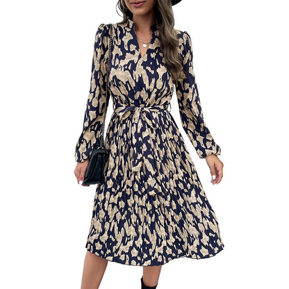 Damen Midi-Kleid Rüschen Taillengürtel Eveloria