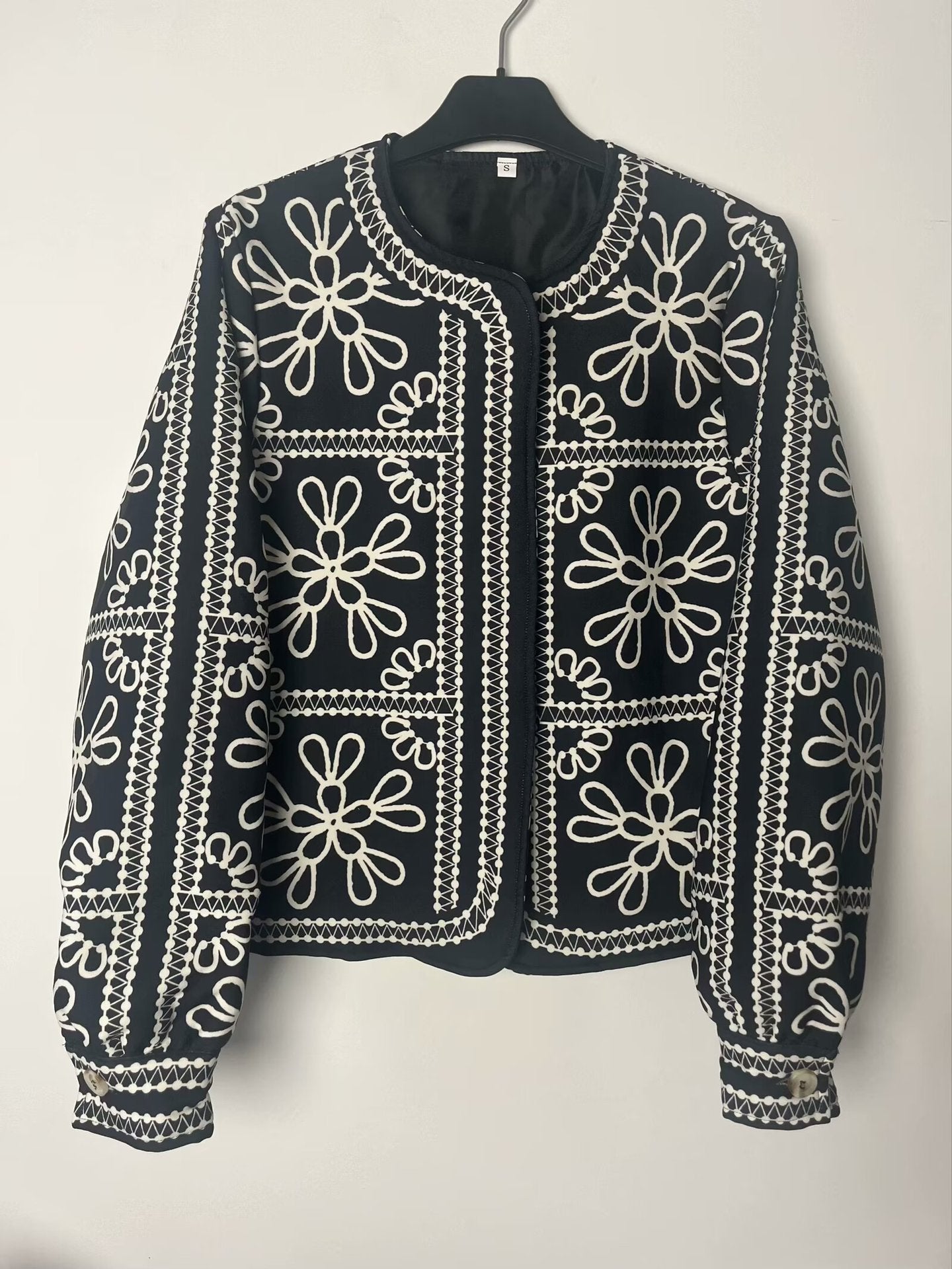 Damen Jacke Patchwork Floralmuster Elegant Eveloria