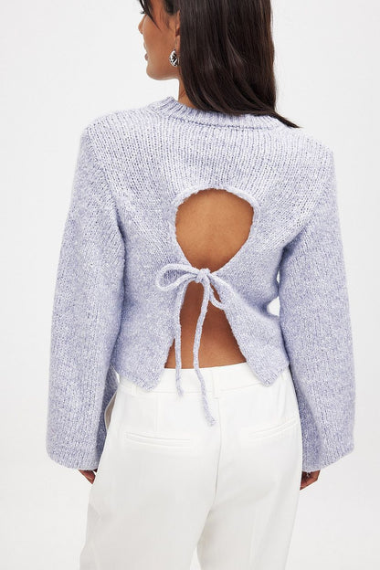 Damen Strickpullover Lässig Eleganter Rückenausschnitt Beige