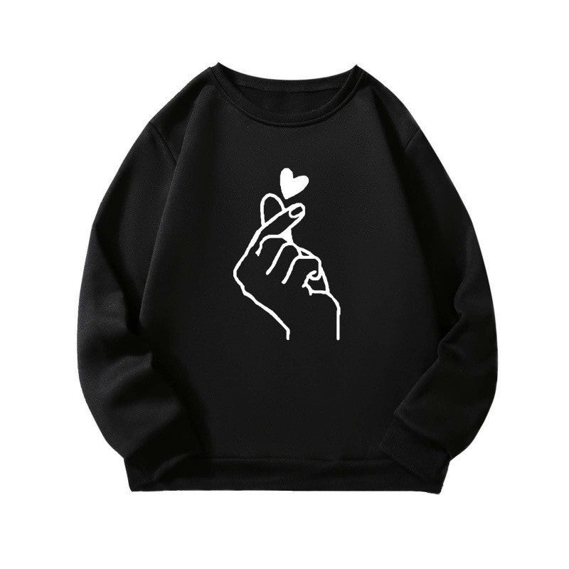 Damen Sweatshirt Kreatives Handzeichen-Motiv Weiches Innenfutter Grau - Eveloria
