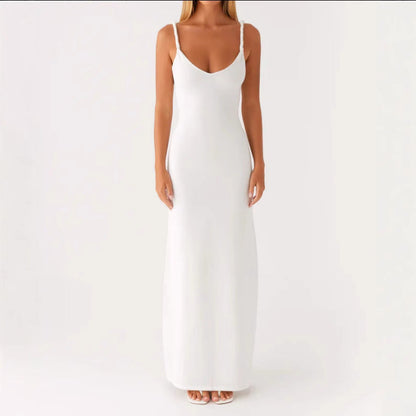 Eveloria Damen Maxikleid V-Ausschnitt Elastisch