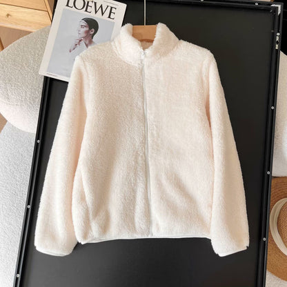 Damen Fleecejacke Flauschig Reißverschluss Hochkragen Eveloria