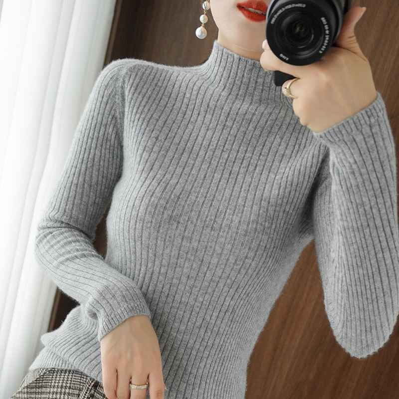 Damen Rollkragenpullover Eveloria Elegantes Merino-Woll-Mischgewebe