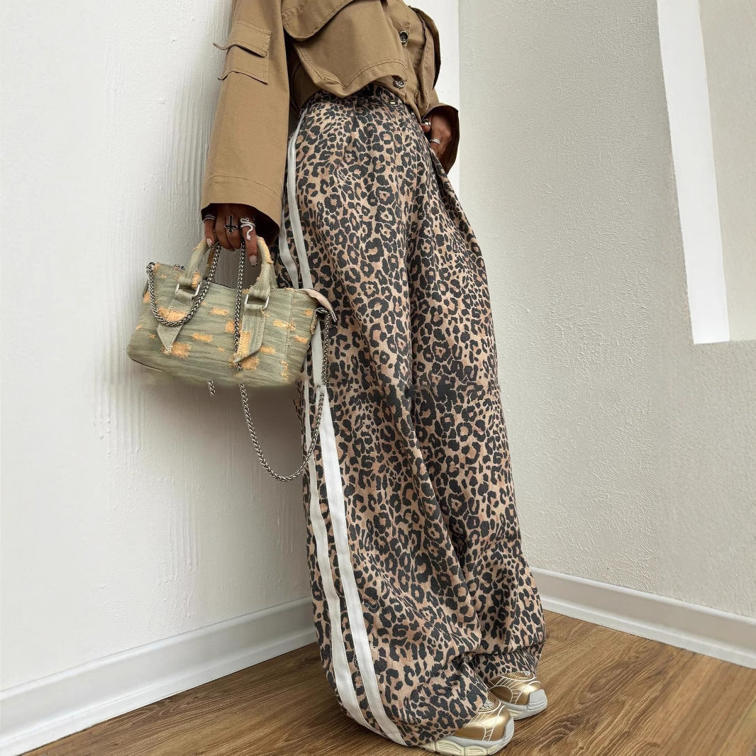 Damen Maxihose Leopardenmuster Elegantes Design