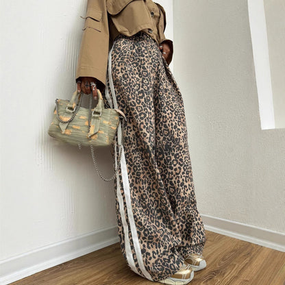Damen Maxihose Leopardenmuster Elegantes Design