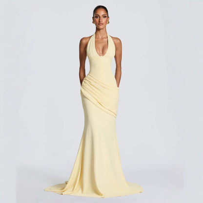 Damen Abendkleid Wickeldesign V-Ausschnitt Eveloria