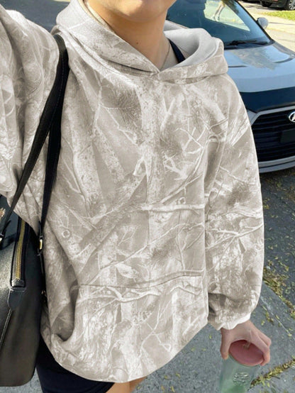 Damen Kapuzenpullover Camouflage Muster Grau