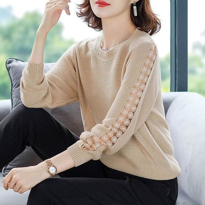 Damen Strickpullover Lochmuster Eveloria