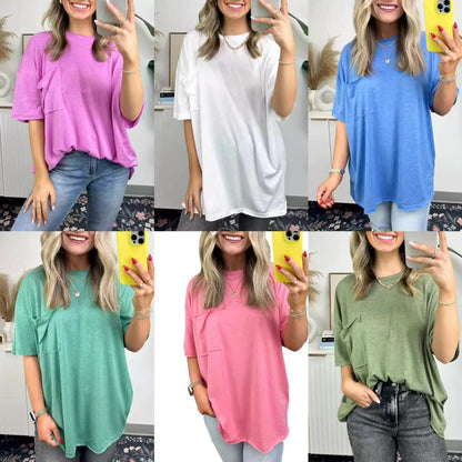 Damen Oversized T-Shirt mit Tasche Schwarz Eveloria - Eveloria