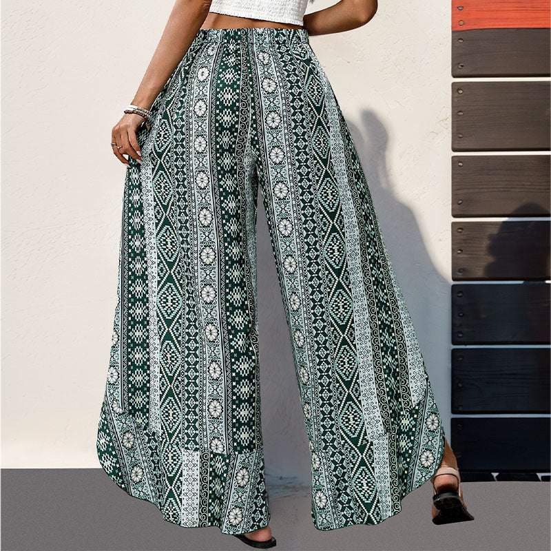 Damen Palazzo-Hose Asymmetrisch Floralmuster