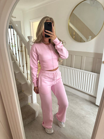 Damen Cropped Hoodie Jogginghose Set Elastischer Bund Eveloria