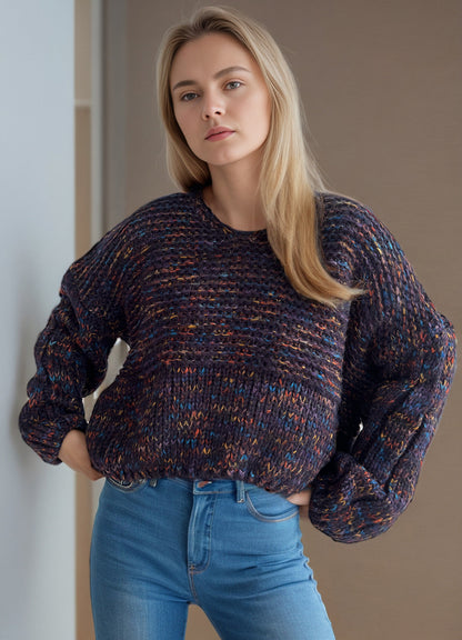 Damen Strickpullover Weit Schnitt Elegante Ärmel Eveloria