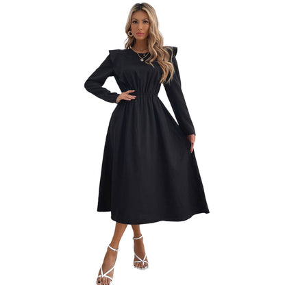 Damen Maxikleid Rüschendetails Elastischer Taillenbund Eveloria