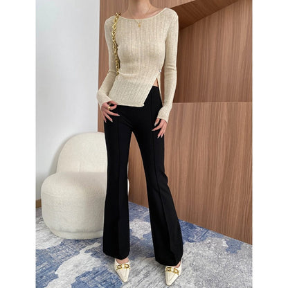 Damen Langarmoberteil Rippstruktur Elegant Eveloria