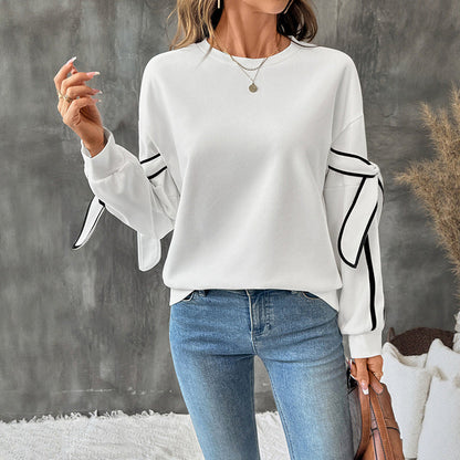 Damen Sweatshirt Streifen Schleifendesign Eveloria