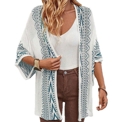 Damen Strickjacke Ethno-Muster Weites Design Eveloria