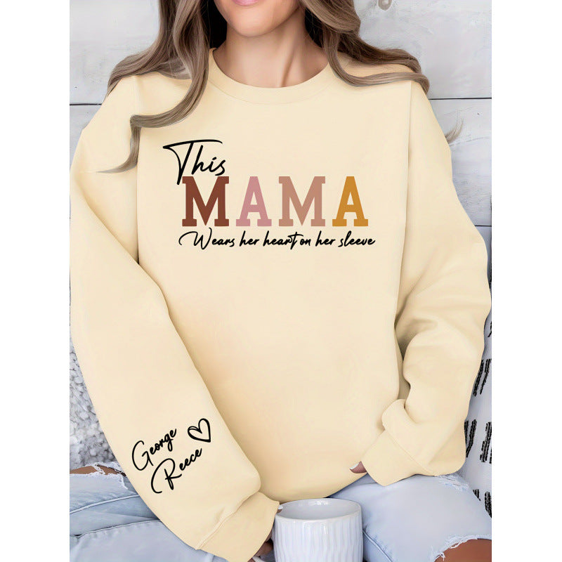 Damen Sweatshirt Mama Aufdruck Bequem Grau Eveloria - Eveloria