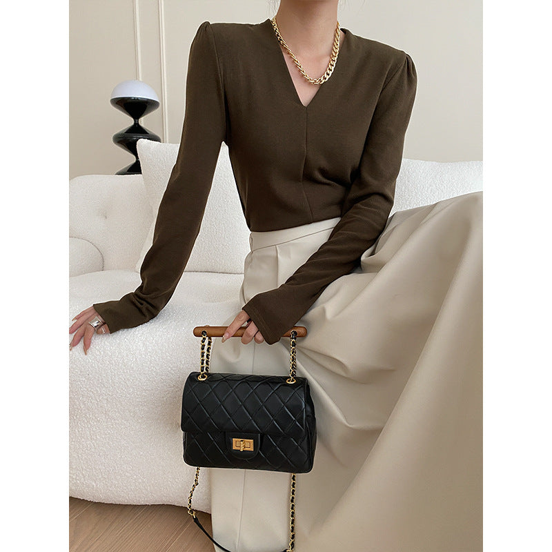 Damen Oberteil V-Ausschnitt Puffärmel Elegantes Design