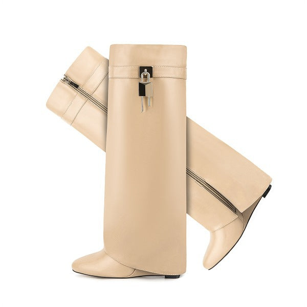 Damen Über-Die-Knie-Stiefel Skulpturales Design Eveloria