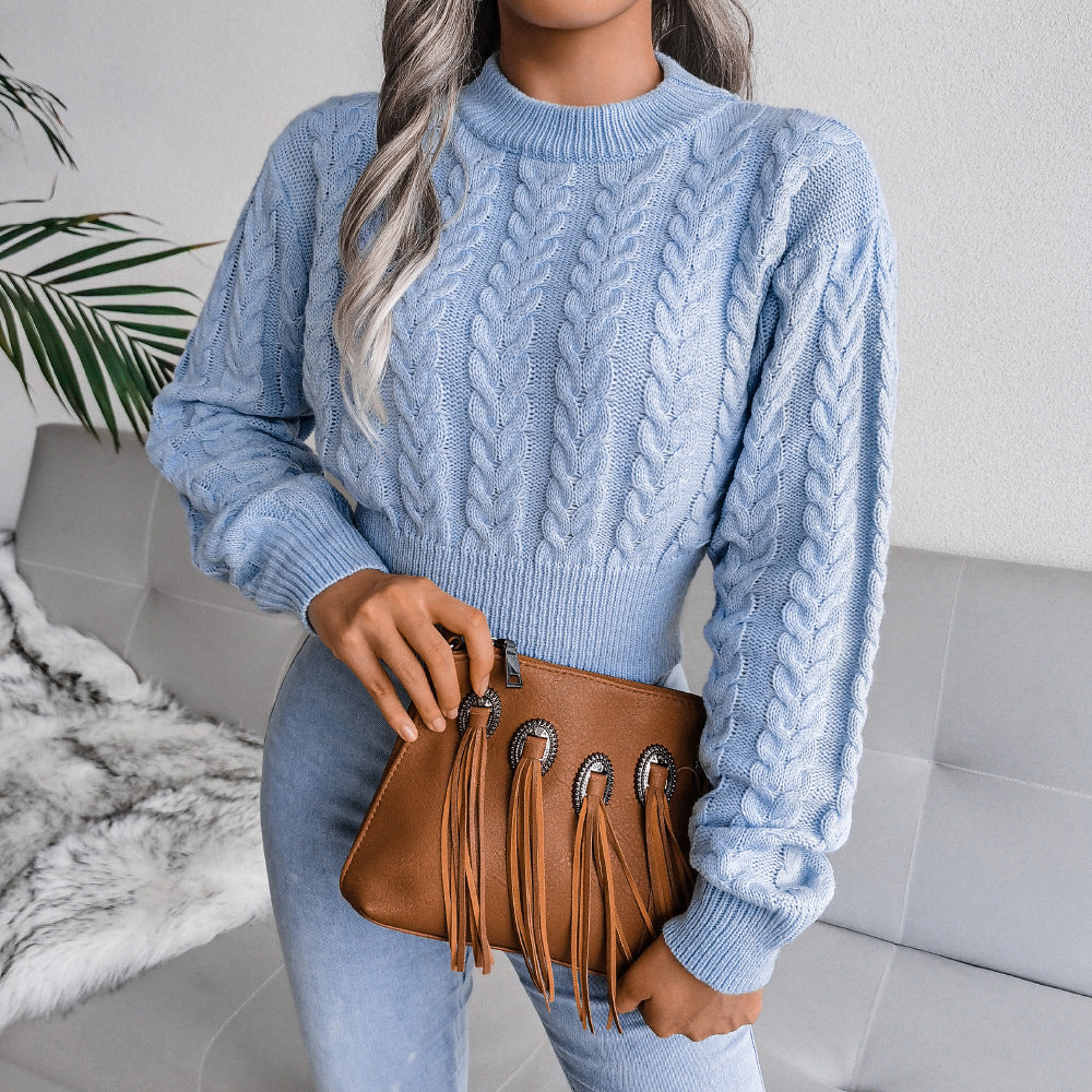 Damen Grobstrickpullover Tailliert Zopfmuster Eveloria - Eveloria