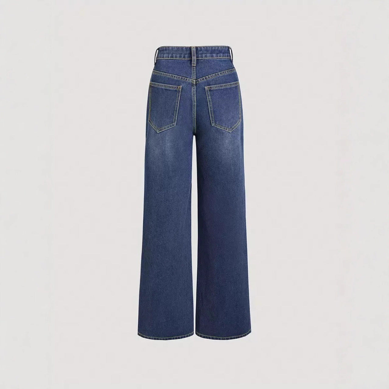 Damen Weite Denim-Hose Hochbund Klassisch Blau Eveloria