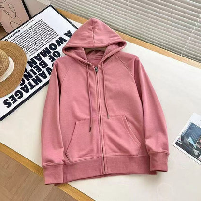 Damen Kapuzenjacke Strukturdesign Durchgehender Reißverschluss