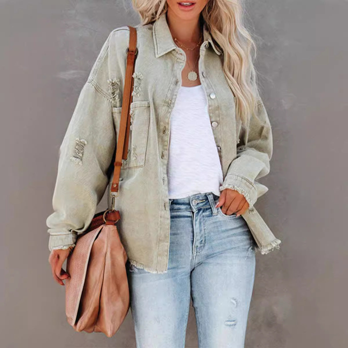 Damen Oversized Jeanshemd Eveloria wird zu: Eveloria Damen Oversized