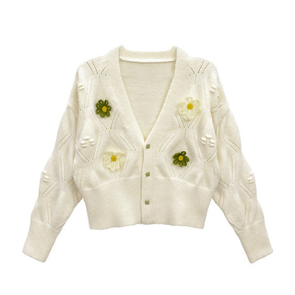 Damen Strickjacke Florales Design Lässiger Schnitt