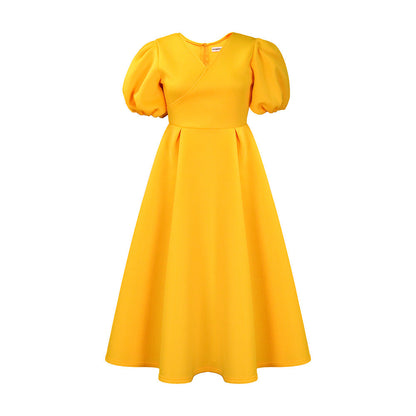 Damen Maxikleid mit Puffärmeln Elegantes Taillieren Eveloria