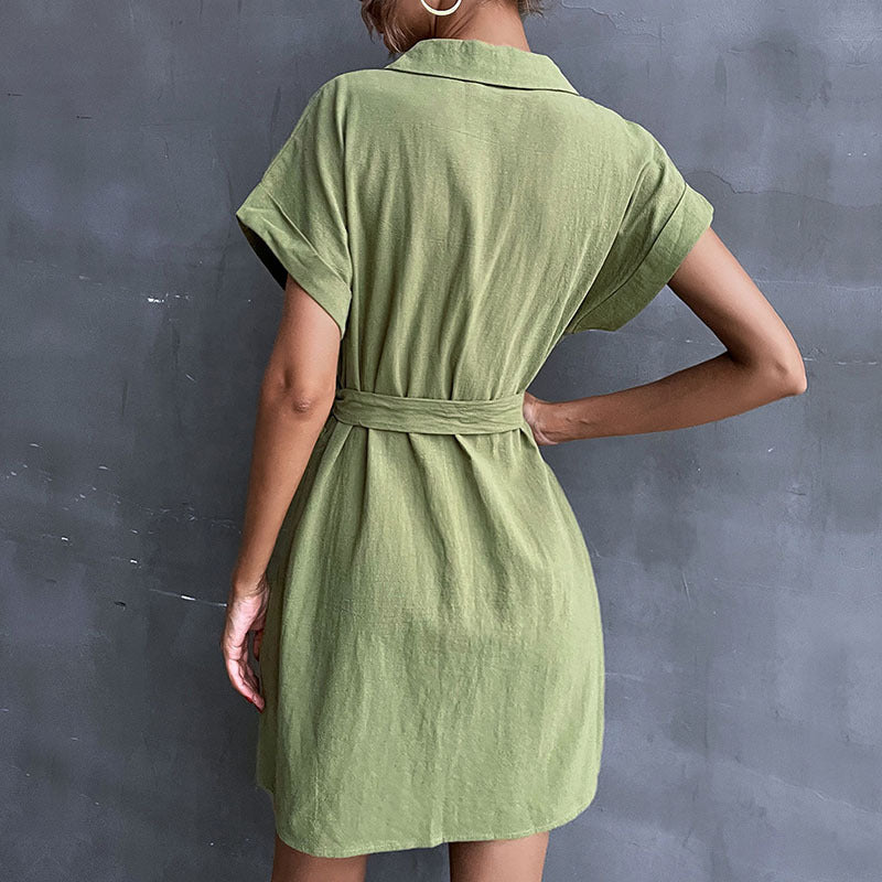 Damen Hemdblusenkleid Taillen-Gürtel Eveloria