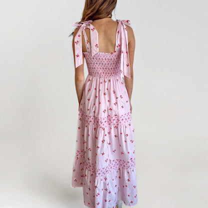 Damen Maxikleid Smocking-Oberteil Florales Design Eveloria