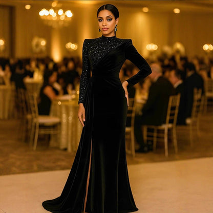 Damen Abendkleid Schimmerndes Oberteil Raffinierte Drapierung Eveloria