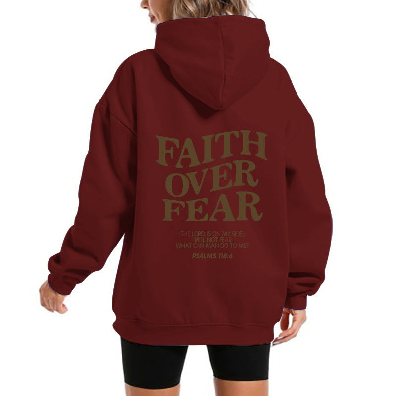 Damen Kapuzensweater Bequem Motivierender Schriftzug Grau