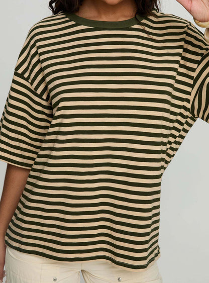 Damen T-Shirt Gestreift Rundhals locker Eveloria