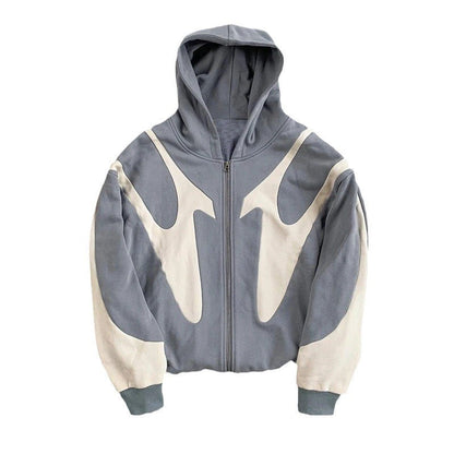 Damen Kapuzenpullover Kontrastfarben Moderner Schnitt Grau