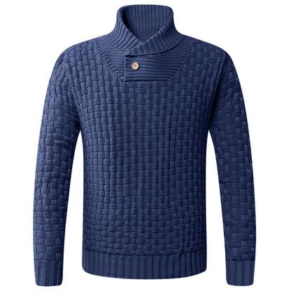 Herren Pullover aus Wolle mit Schalkragen und Knöpfen