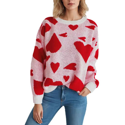 Damen Pullover mit Herzmotiv Baumwolle
