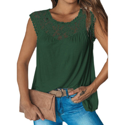Damen T-Shirt Spitzenbesatz Lässiger Schnitt Weiße Farbe Eveloria